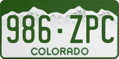 CO license plate 986ZPC