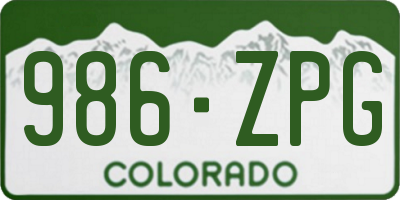 CO license plate 986ZPG