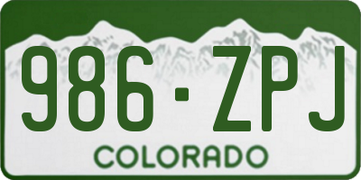 CO license plate 986ZPJ