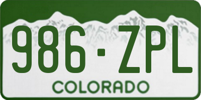 CO license plate 986ZPL