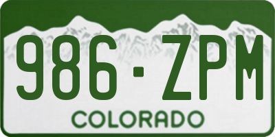 CO license plate 986ZPM