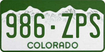 CO license plate 986ZPS