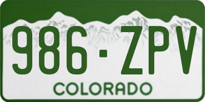 CO license plate 986ZPV