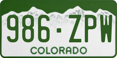 CO license plate 986ZPW