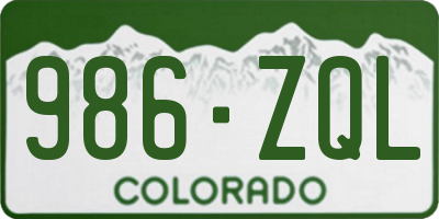 CO license plate 986ZQL