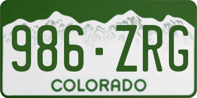 CO license plate 986ZRG
