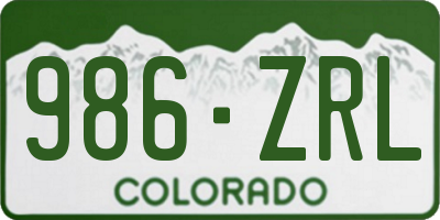 CO license plate 986ZRL