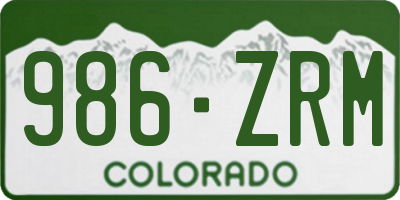 CO license plate 986ZRM
