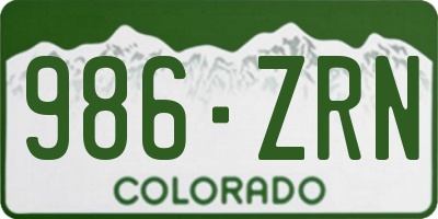 CO license plate 986ZRN
