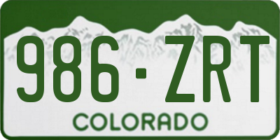 CO license plate 986ZRT