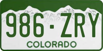 CO license plate 986ZRY