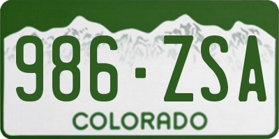 CO license plate 986ZSA