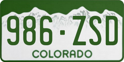 CO license plate 986ZSD