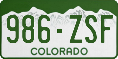 CO license plate 986ZSF
