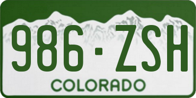 CO license plate 986ZSH