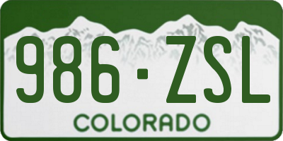 CO license plate 986ZSL