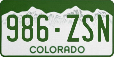 CO license plate 986ZSN