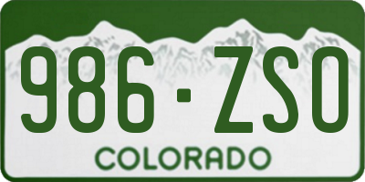 CO license plate 986ZSO