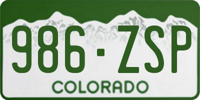 CO license plate 986ZSP