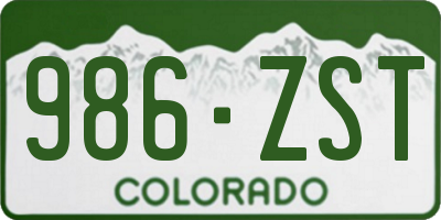 CO license plate 986ZST