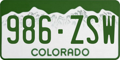 CO license plate 986ZSW