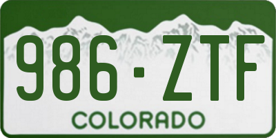 CO license plate 986ZTF