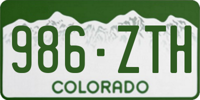 CO license plate 986ZTH