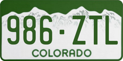 CO license plate 986ZTL
