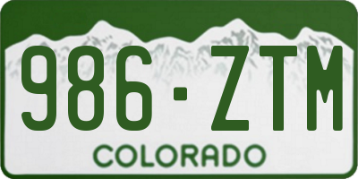 CO license plate 986ZTM