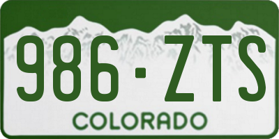 CO license plate 986ZTS