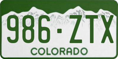 CO license plate 986ZTX