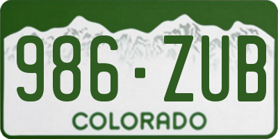 CO license plate 986ZUB