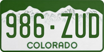 CO license plate 986ZUD