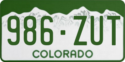 CO license plate 986ZUT