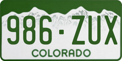 CO license plate 986ZUX