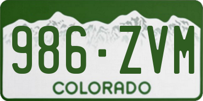 CO license plate 986ZVM