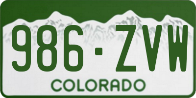 CO license plate 986ZVW