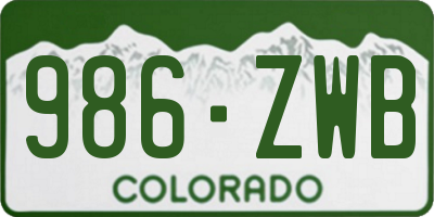 CO license plate 986ZWB