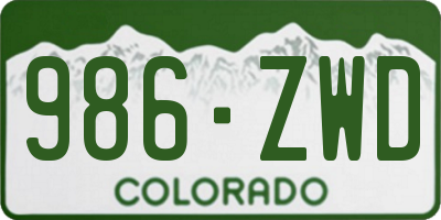 CO license plate 986ZWD