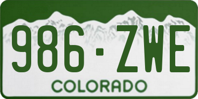 CO license plate 986ZWE