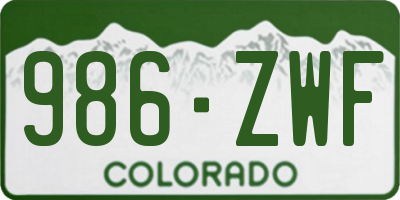 CO license plate 986ZWF