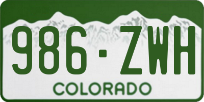 CO license plate 986ZWH