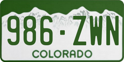 CO license plate 986ZWN