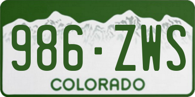 CO license plate 986ZWS