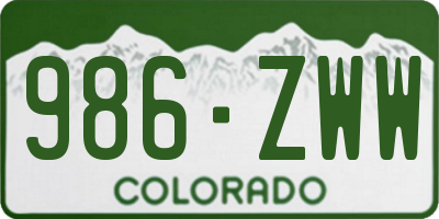 CO license plate 986ZWW