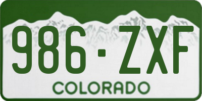 CO license plate 986ZXF