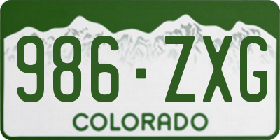 CO license plate 986ZXG