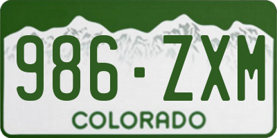 CO license plate 986ZXM