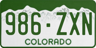 CO license plate 986ZXN