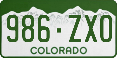 CO license plate 986ZXO